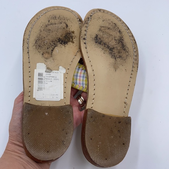 Euc Jack Rogers pastel plaid whipstitch sandals 5 - Picture 8 of 9